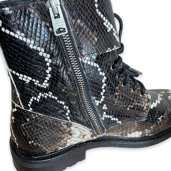ALLSAINTS Brigade Combat Boots Snakeskin Print Size - Picture 11 of 12